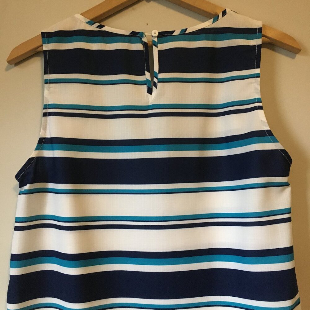 Pink Martini Blue Track Stripe Nautical Sleeveless Tank Top - Picture 7 of 14